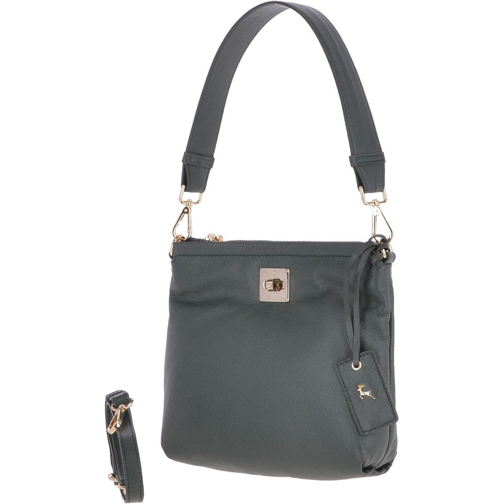 Small Two In One Leather Crossbody Bag & Shoulder Bag Bottle Green : 62539