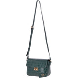 Ashwood Womens Crocodile Print Cross Body Bag Green: 63002/Nora