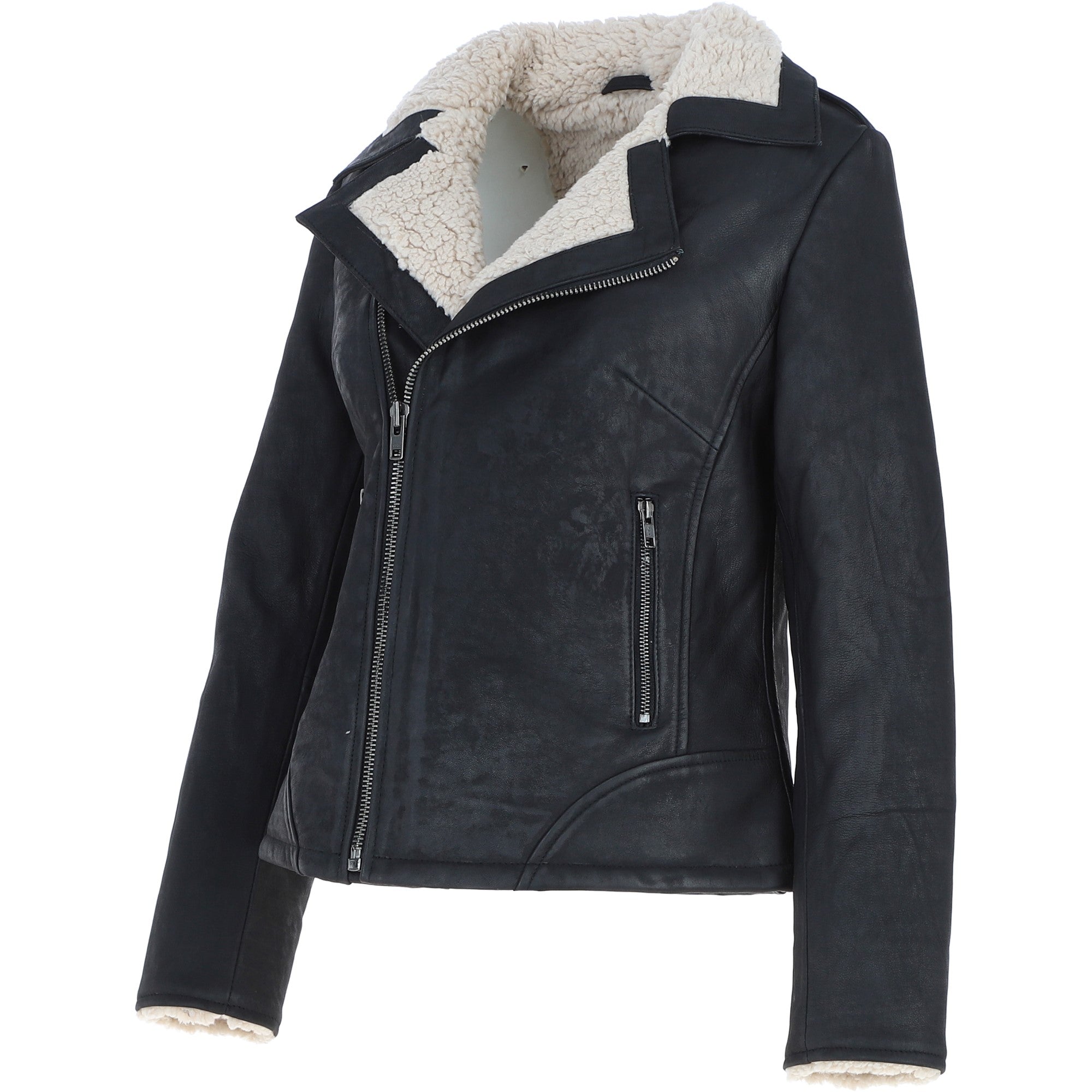 Ashwood Faux Fur Biker Style Jacket Black: Jan