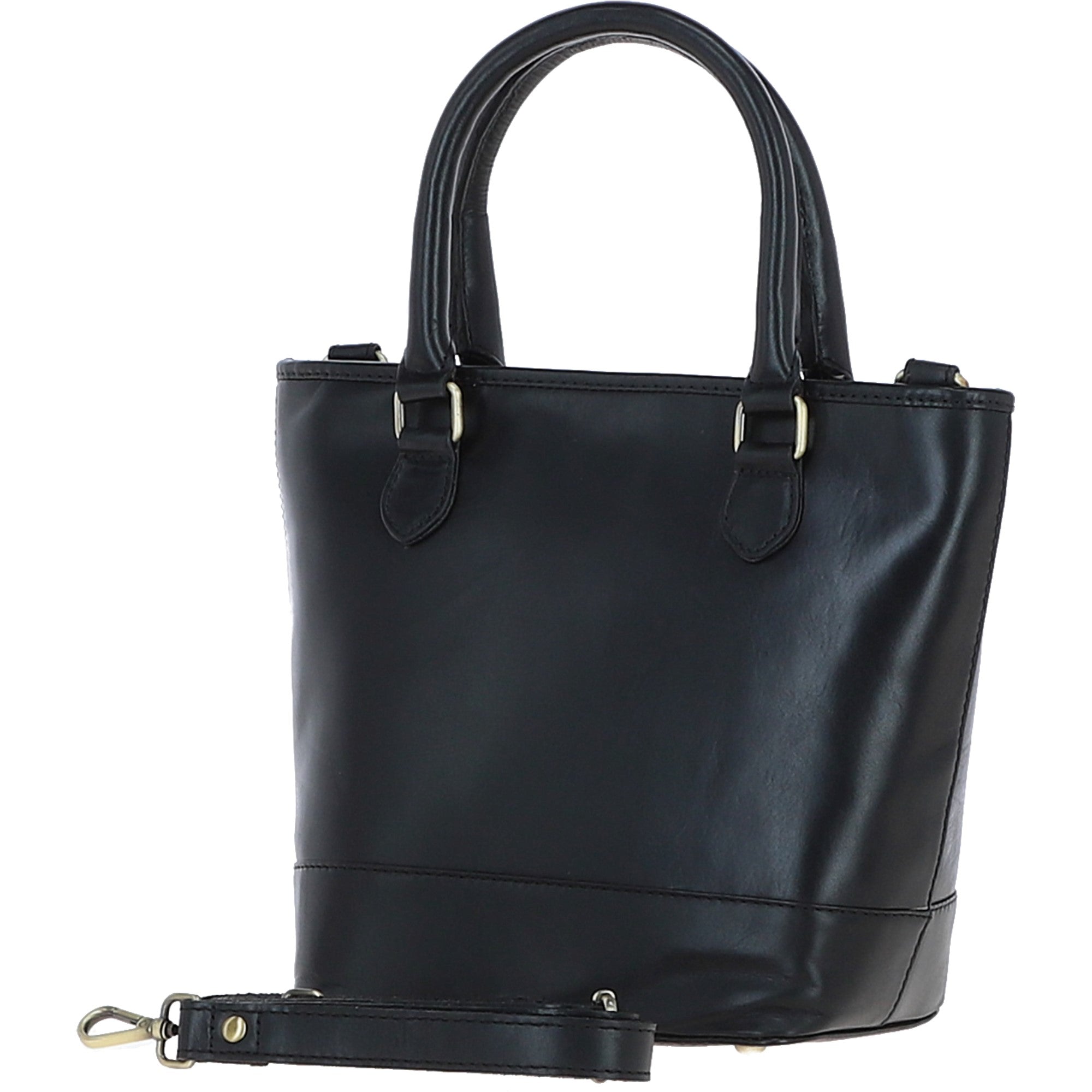 Ashwood Small Leather Bucket Bag Black: V-86-B
