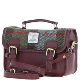 Ashwood Leather & Harris Tweed® Cloth Small Satchel Bag Wine/Mcload: TW-67-17-WM