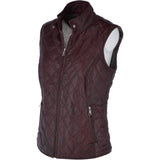 Diamond Quilted Leather Gilet Burgundy: RIGDEN GILLET