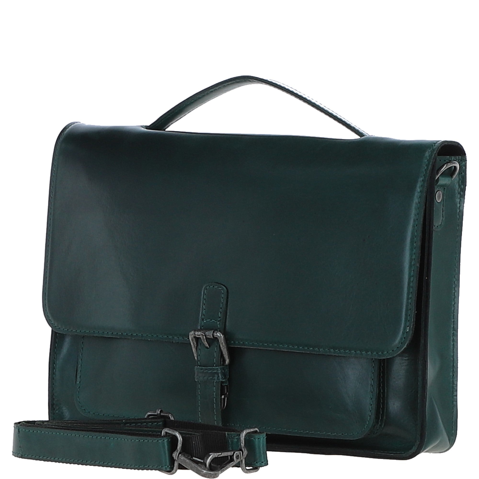 Ashwood Leather Unisex Large Crossbody Satchel Bag Green: P-63