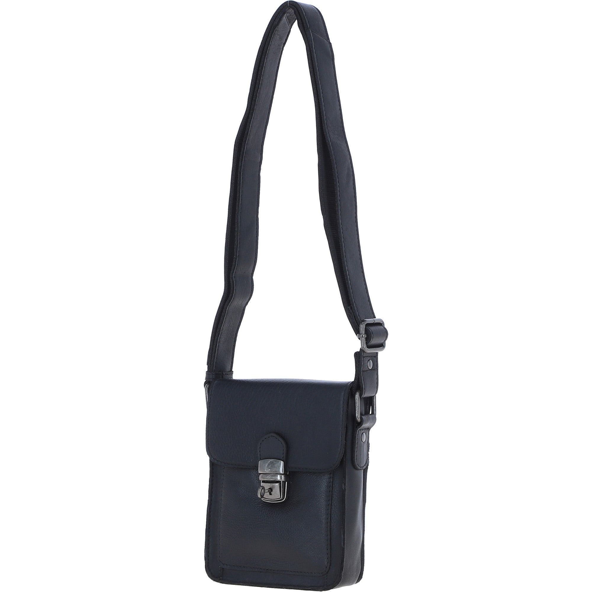 Ashwood Leather Men's Buckle Crossbody Bag Black: S-60