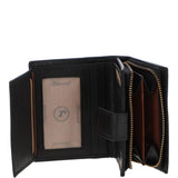 Women's Vintage Wash Leather Wallet Purse Black : G-41