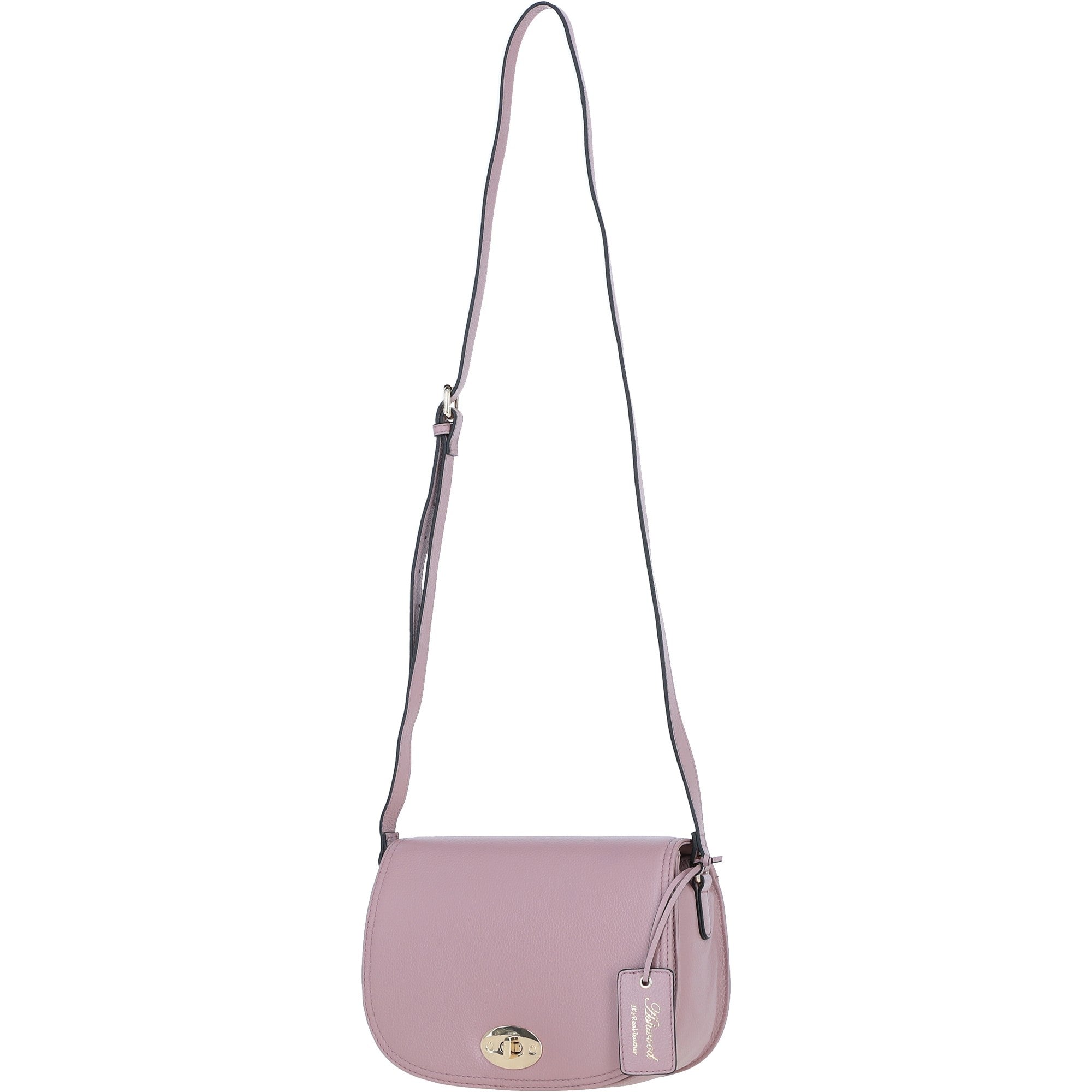 Ashwood Leather Crossbody Bag with Twist Lock Wood Rose: 64787