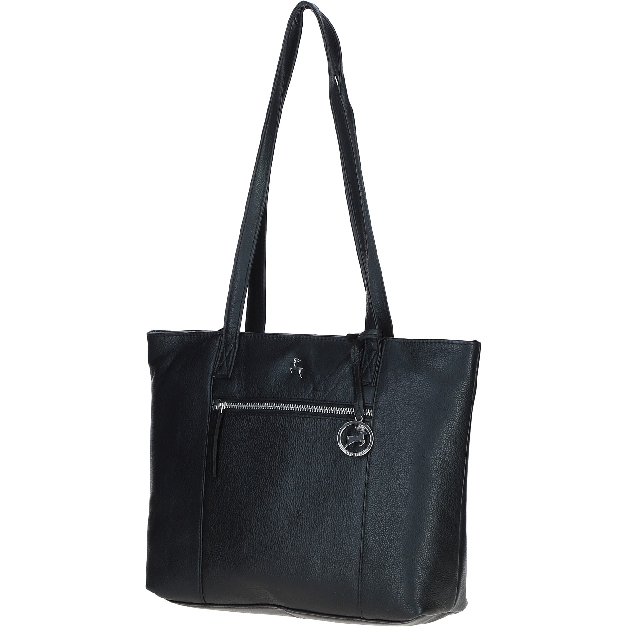 Designer Leather Shoulder Bag with Secure Zip Pocket Black: Bray