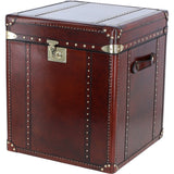 Luxury Handcrafted Leather Large Storage Trunk Chestnut: LF-147