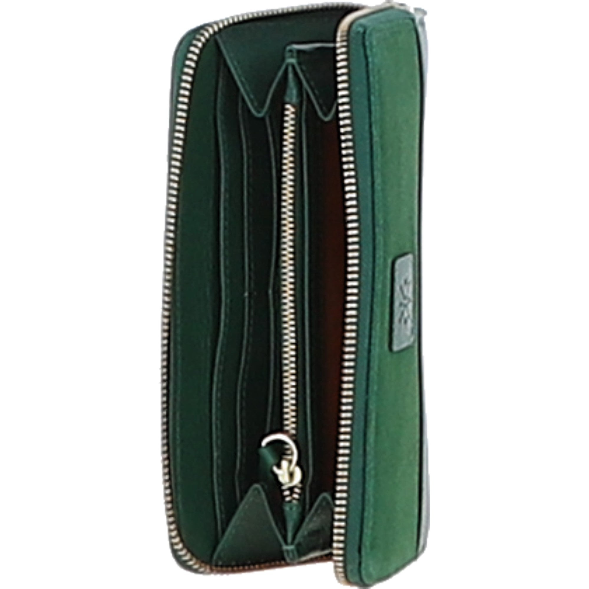 Ashwood 4 Card Zip Around Suede and Leather Purse Green: S-20