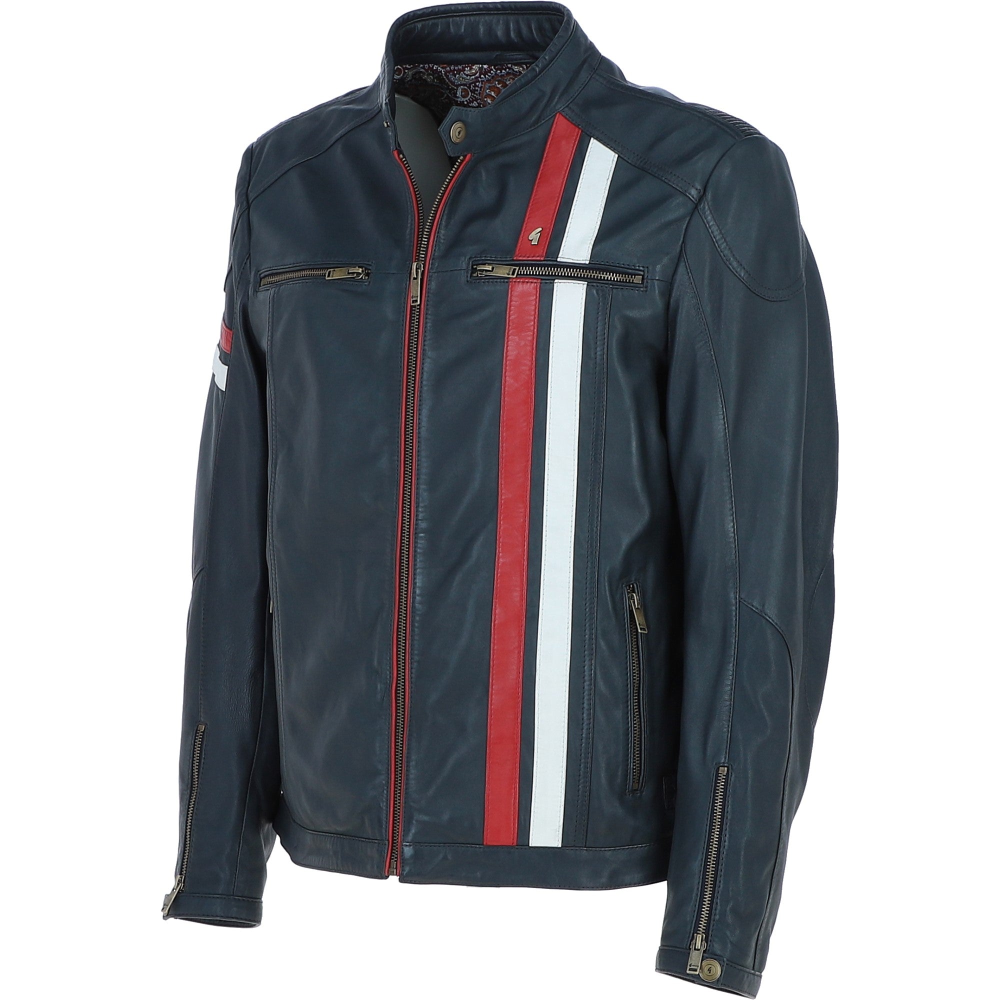 Gabicci Mens Leather Jacket Navy: GB McQueen