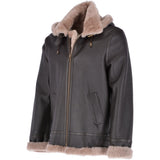 Hooded Sheepskin Flying Jacket Brown/Cream: FEN B3 HOODY