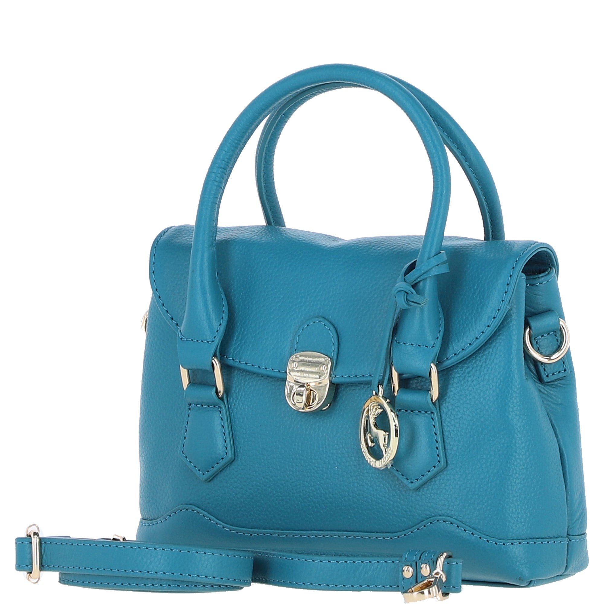 Elegant Ashwood Compact Handbag with Detachable Crossbody Strap Turquoise: Y-55