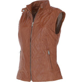 Diamond Quilted Leather Gilet Tan: RIGDEN GILLET