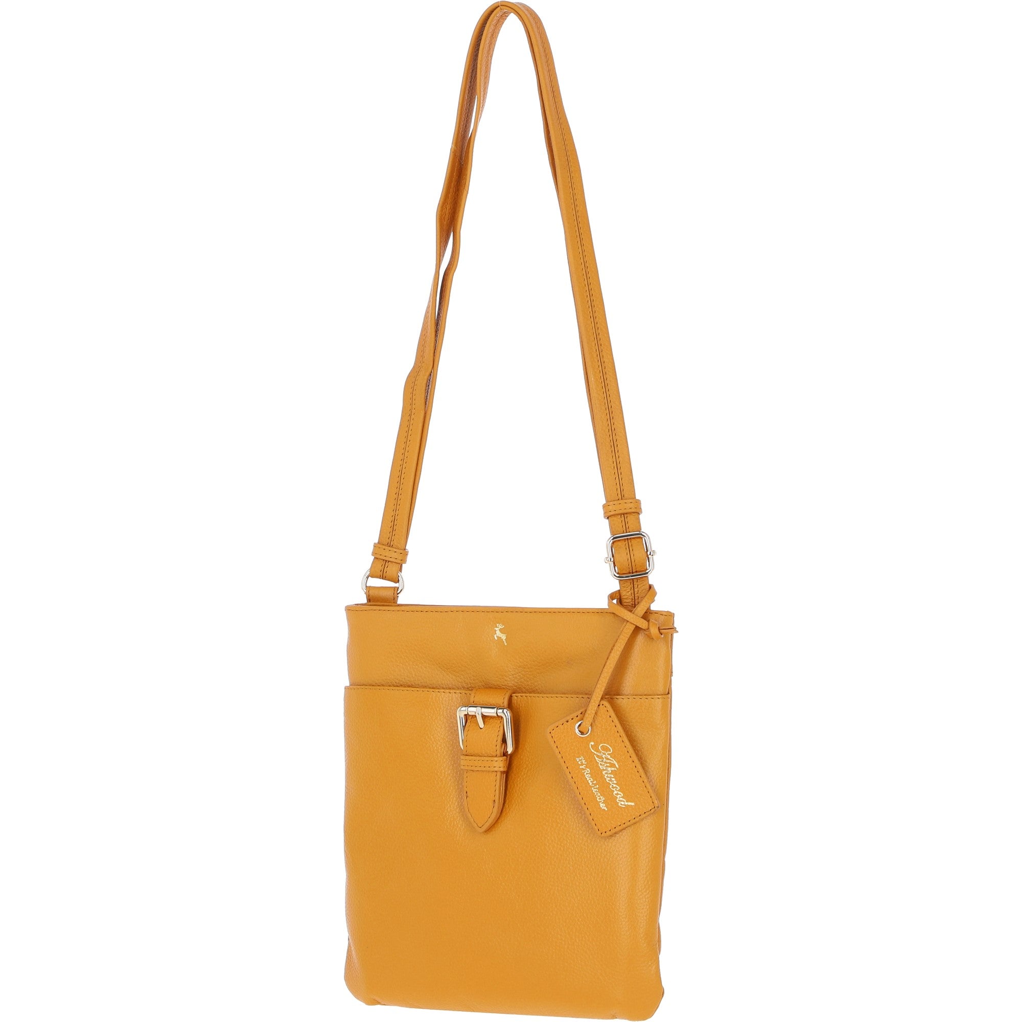 Ashwood Leather Smart Tab Cross Body Bag Mustard: 63621/Tab