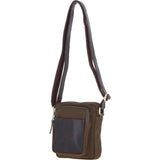 Fenland Canvas & Leather Crossbody Bag Brandy/green: FEN-751