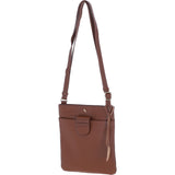 Genuine Leather Crossbody x Shoulder Bag with Golden Accents Cognac: 64239