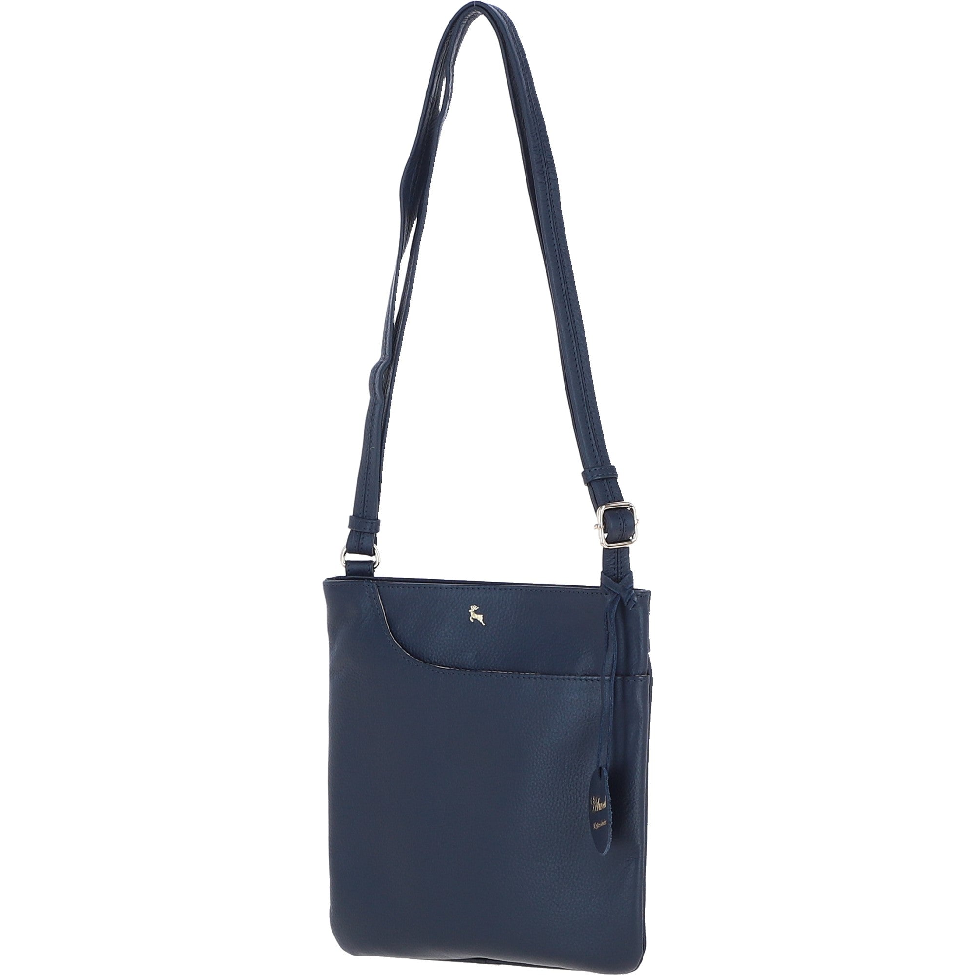 Ashwood Leather Curve Pocket Crossbody Bag Dark Blue: 63620