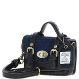 Ashwood Leather & Harris Tweed® Cloth Micro Satchel Bag with Twist Lock Black/Watch:TW-36-03-BW