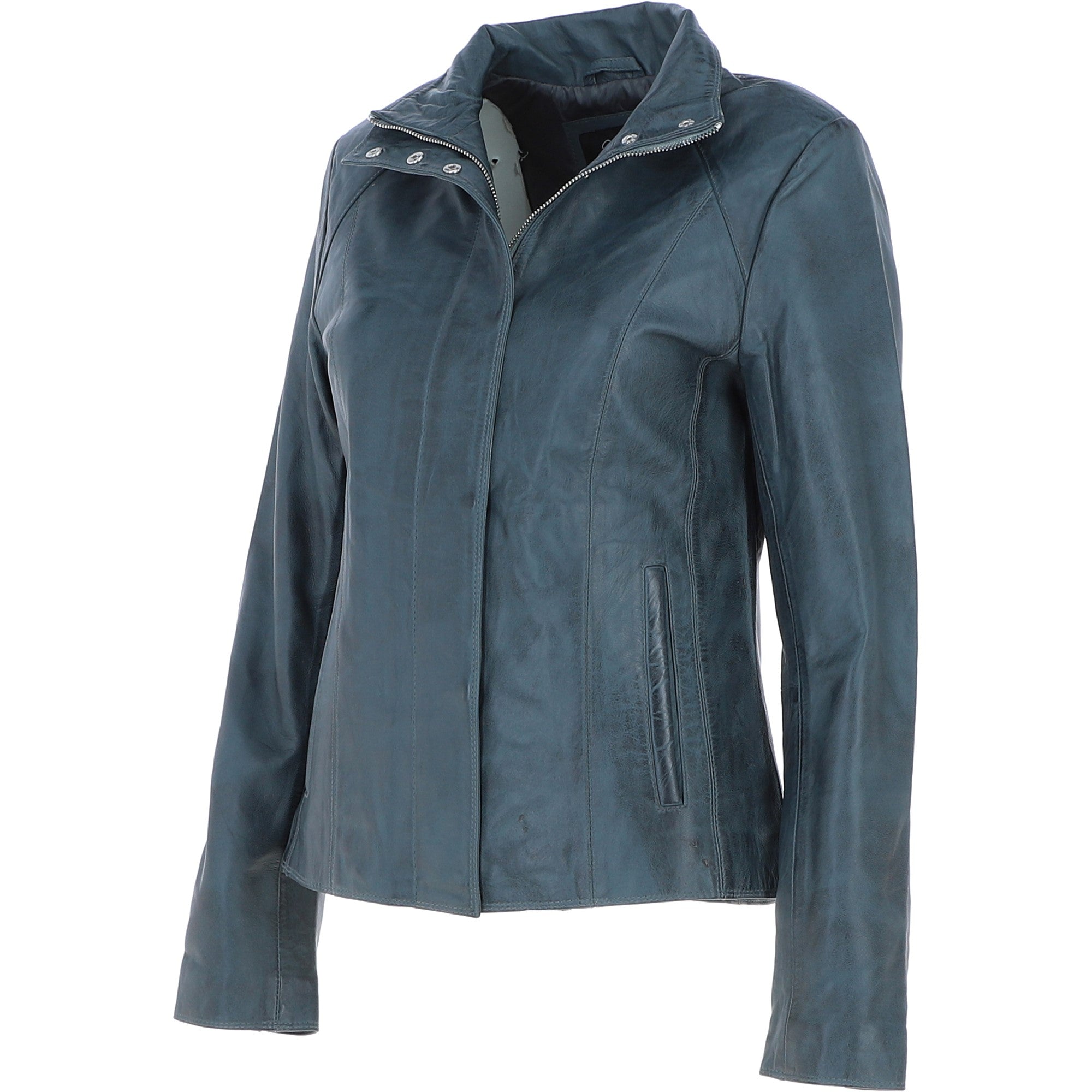 Womens Leather Jacket Grey: AWL-529