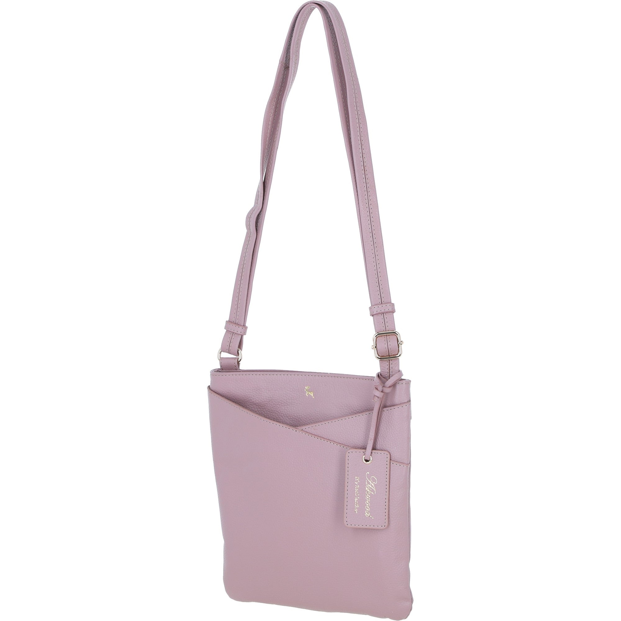 Ashwood Curve  Zip Top Leather Cross Body Bag Wood Rose: 64640/curve