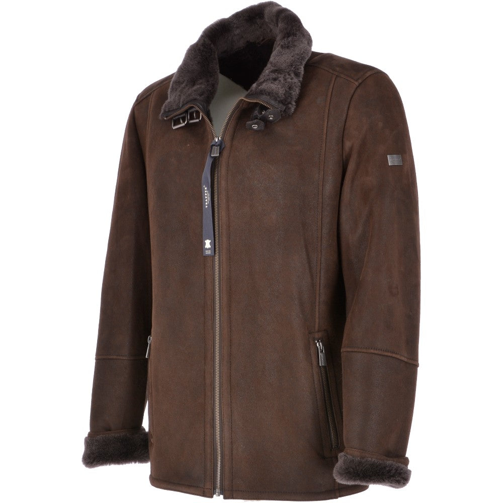 Leather Sheepskin Flying Jacket Brown: Anton