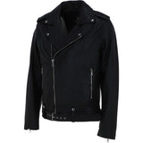 Brampton London Men’s Slim Fit  Real Leather Biker Jacket Black: BLM-191