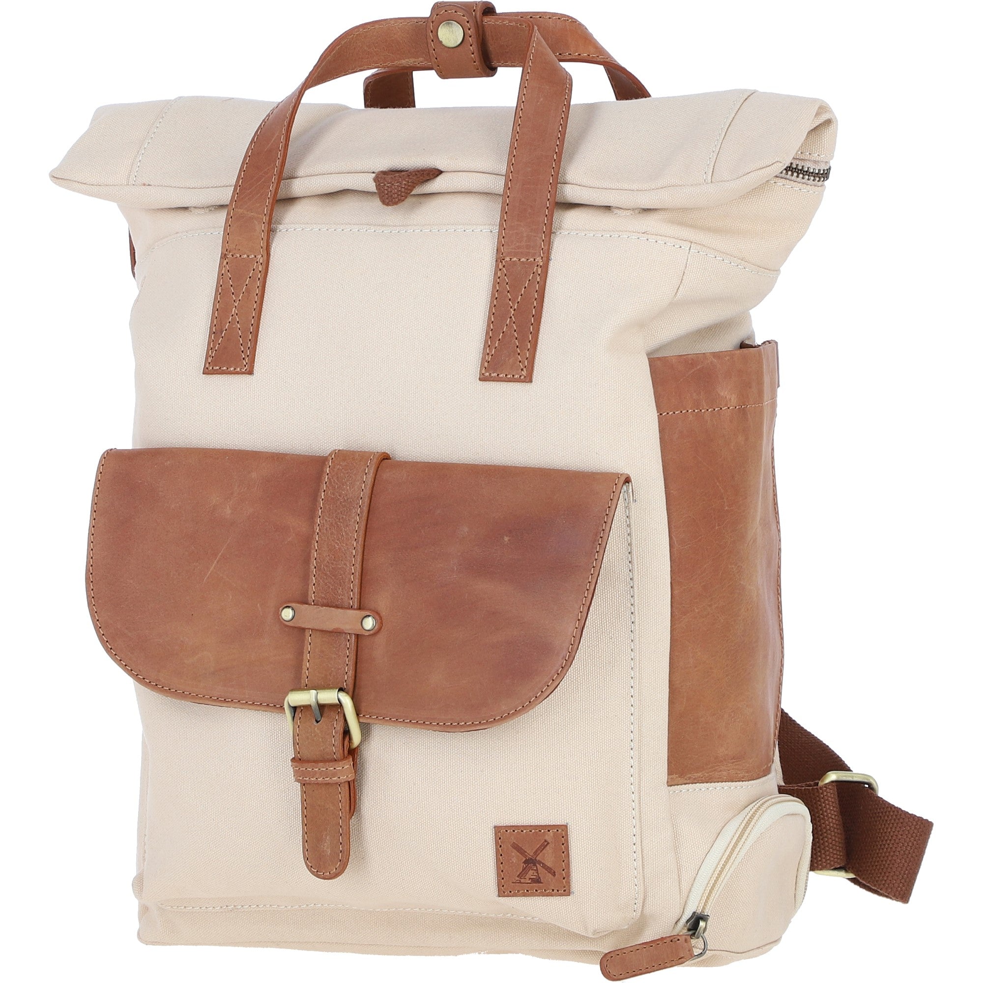 Fenland Canvas & Leather Backpack Tan/cream: FEN-755