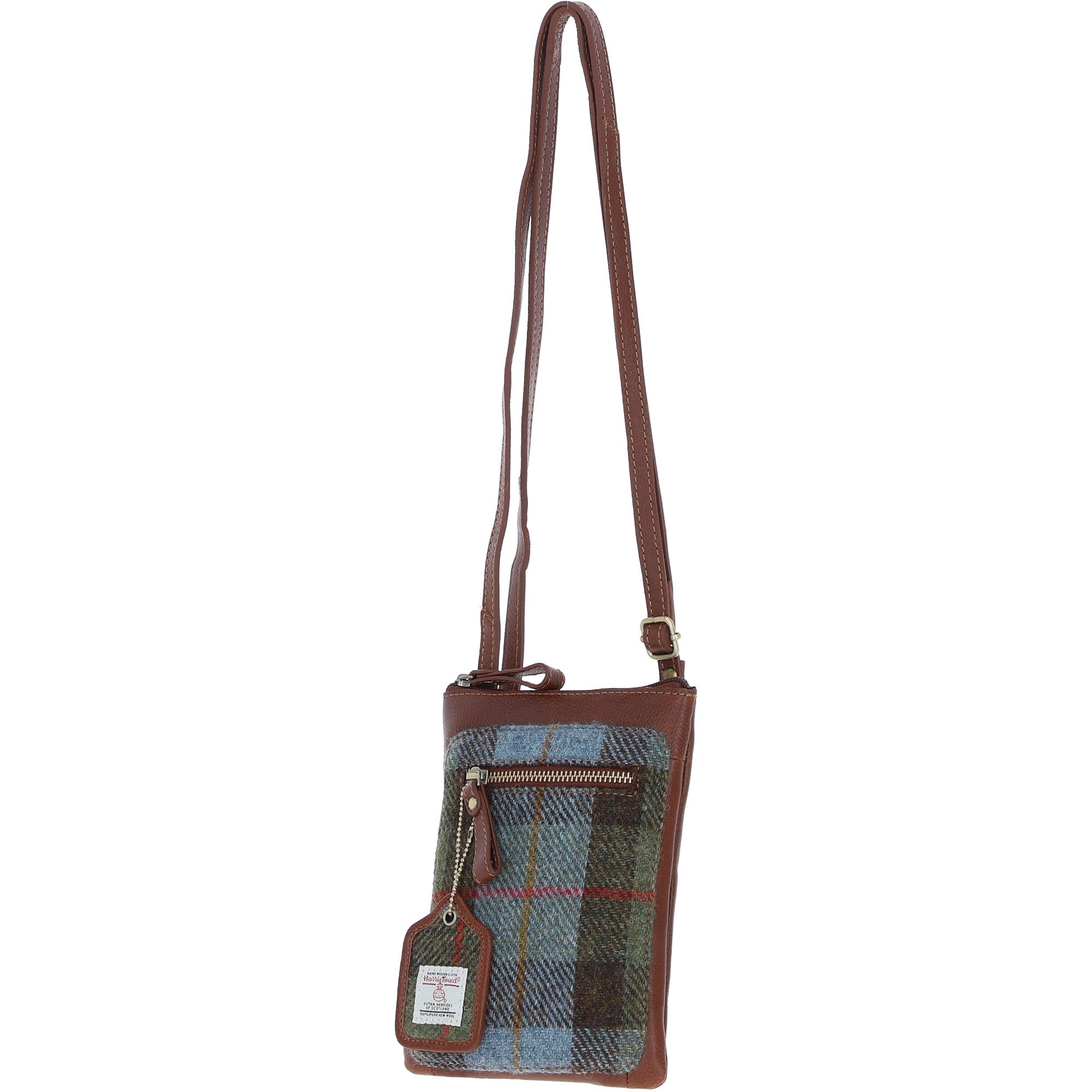 Authentic Ashwood Leather & Harris Tweed® Cloth Crossbody Bag Brown/Mcload: TW-29-02-TM