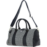 Ashwood Leather & Harris Tweed® Cloth Doctor Holdall Black/White: TW-46-12-BW