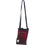 Authentic Ashwood Leather & Harris Tweed® Cloth Crossbody Bag Navy/Pink: TW-29-06-NP
