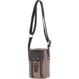 Fenland Canvas & Leather body Bag Mud/Grey: FEN-750