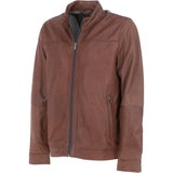 Ashwood Men’s Real Leather Jacket with Mandarin Collar and Zip Brown: NEW COOPER