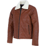 Ashwood Men’s Real Leather Puffer Jacket in Regular Fit with Faux Fur Collar Tan: AWM-Puffer