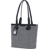 Ashwood Leather & Harris Tweed® Cloth Genuine Leather Shoulder Bag Black/White: TW-23-012-BW