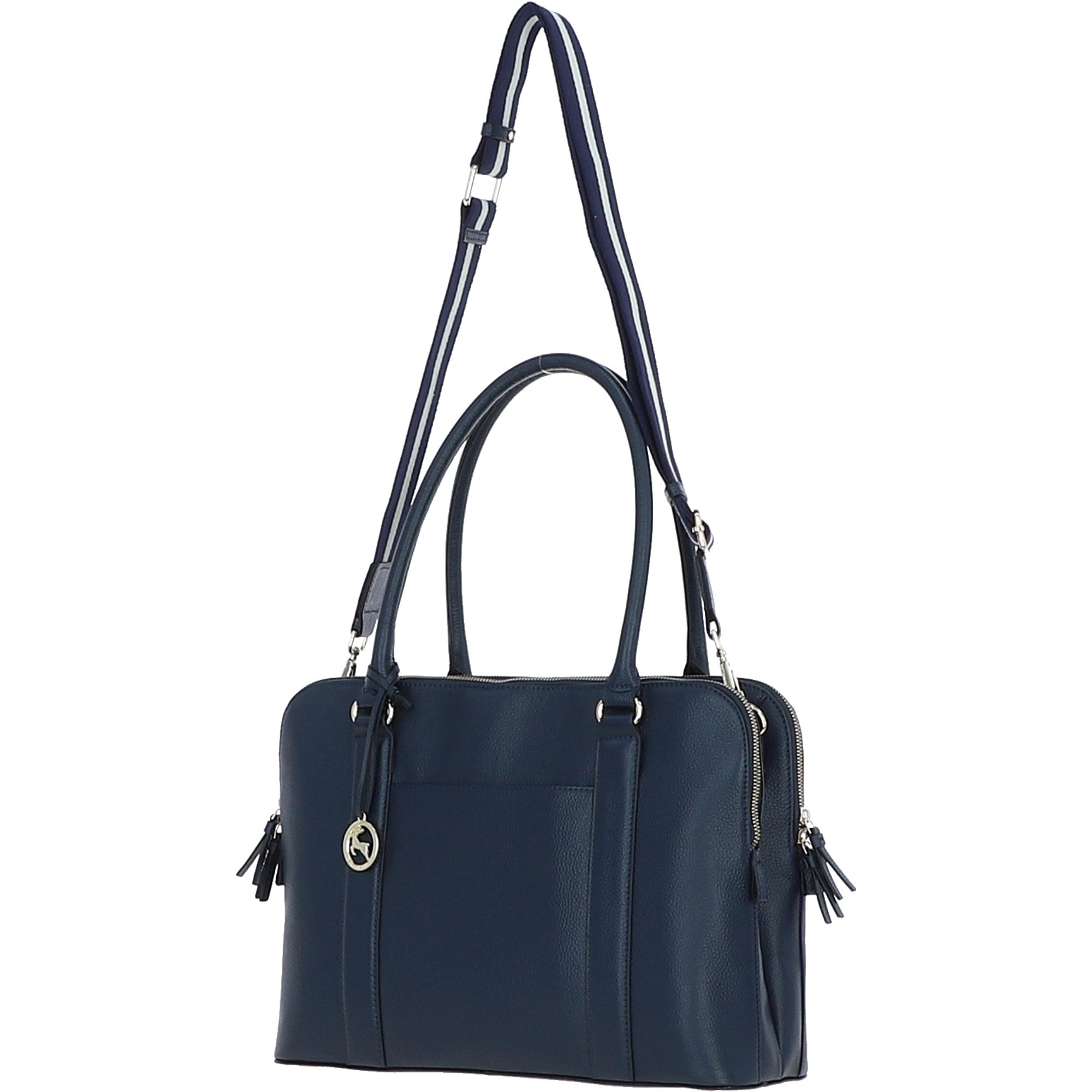 Ashwood 3 Section Large Leather Handbag Navy: X-39