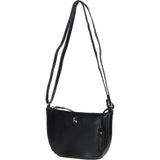 Leather Compact Crossbody Bag Black: Naomi