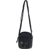 Ashwood Leather Women’s Round Buckle Crossbody Bag Black: S-30