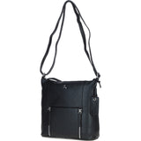 Practical Extending Pocket Leather Shoulder Bag Black: Donegal