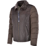 Leather Sheepskin And Padded Material Jacket Olive/Brown : Trap-Enzo