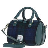 Ashwood Leather & Harris Tweed® Cloth Small Barrel Bag Green/Watch: TW-61-18-GW
