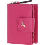 Ashwood Leather RFID Secure Wallet/Purse with Zip and Stud Closure Pink: X-30