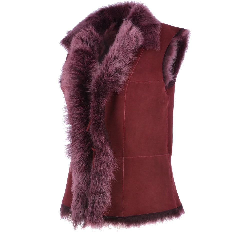 Reversible Toscana Suede Leather Gilet Burgandy: KB-42