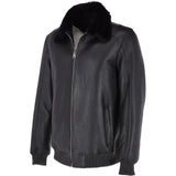 Luxury  Sheepskin Pilot Bomber Jacket With A Mink Collar  Black: MP 41