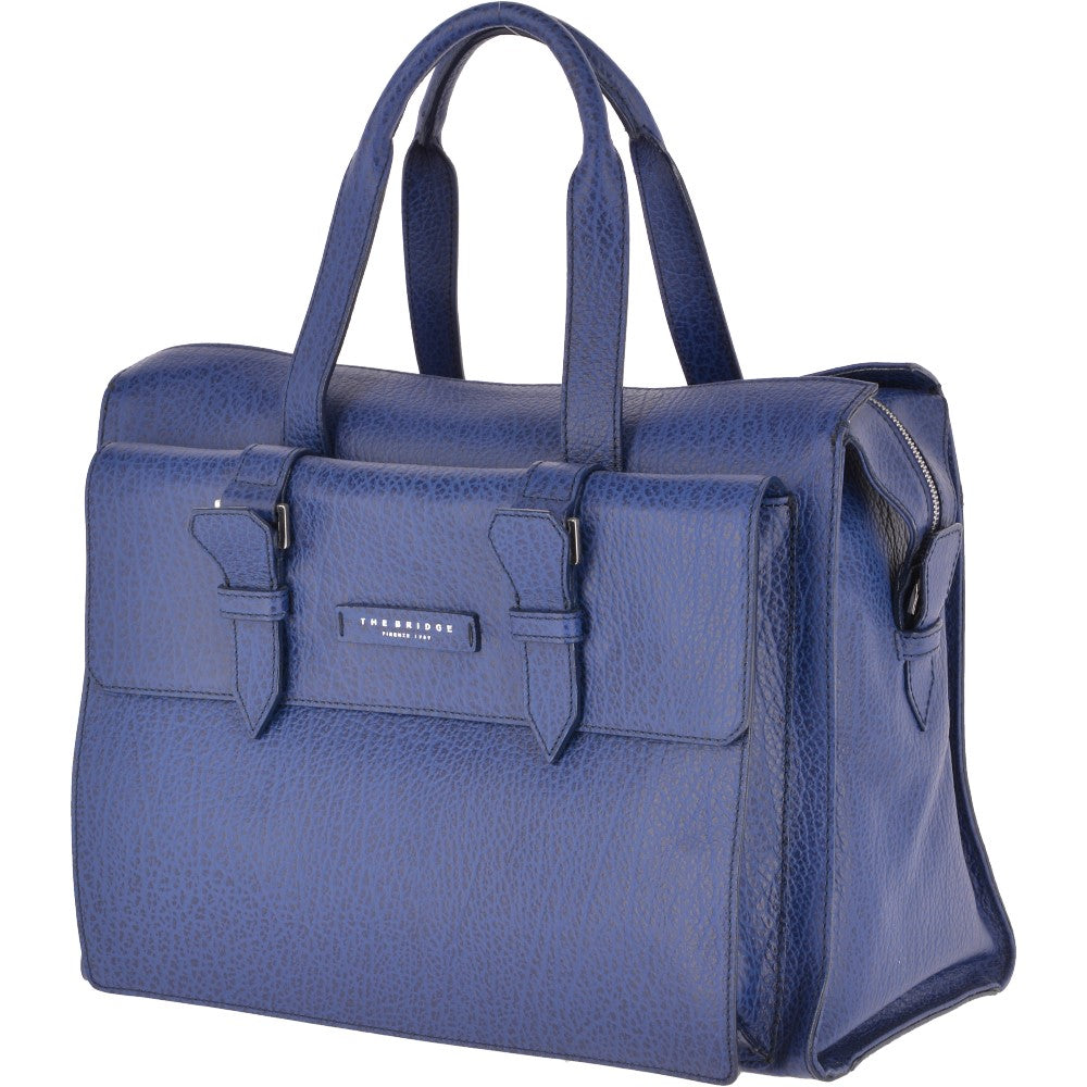 The Bridge Large  Italian Leather Large Work Bag French Blue/ruthenium : 70006 85 4Y NH