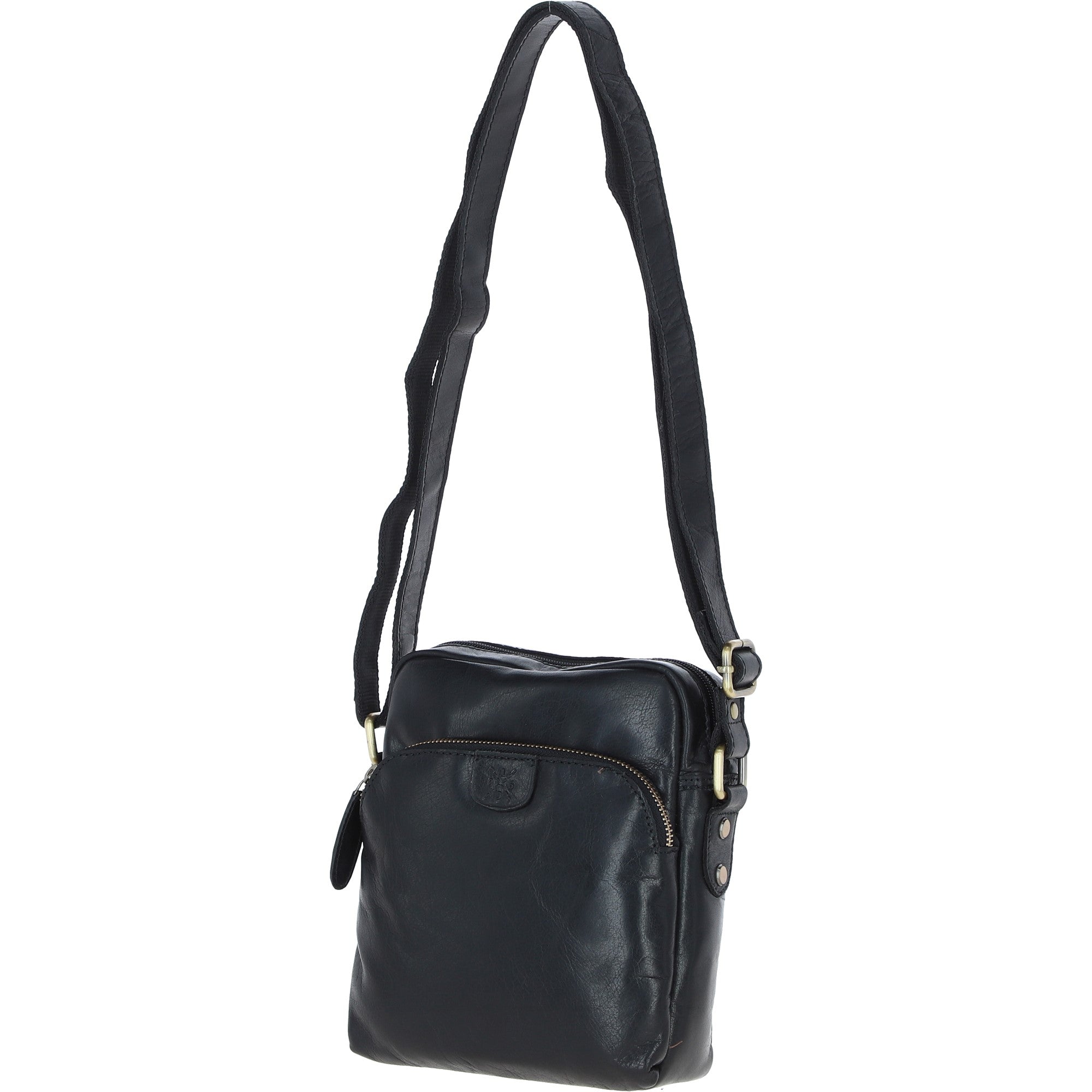 Mens Elegant Ashwood Leather Messenger Bag Black: T-79