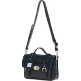 Ashwood Leather & Harris Tweed® Cloth Medium Satchel Bag with Twist Lock Black/Watch: TW-34-03-BW