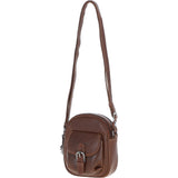 Ashwood Leather Women’s Round Buckle Crossbody Bag Chestnut: S-30