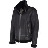Mens Luxury Shearling Flying Jacket Black: NEON