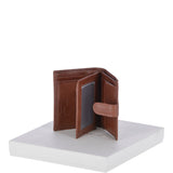 Vegetable Tanned Flip Side 6 card, ID & Coins Dual Bill fold Tab Leather Wallet Tan : 1246-VT