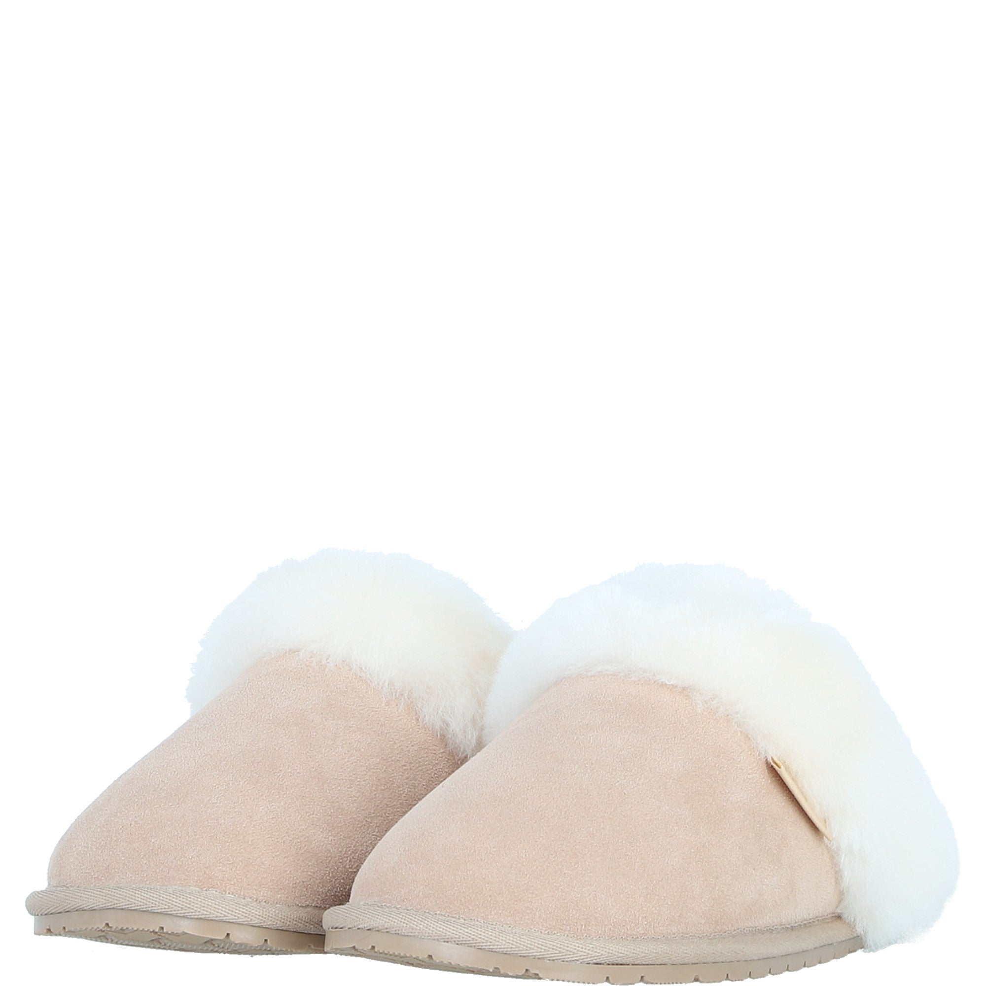Classic Ladies Suede Sheepskin Slippers Beige
